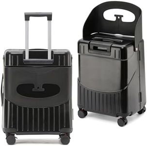 20-Inch Hardside Ride-On Suitcase for Kids & Adults – TSA-Approved Carry-On Luggage with 360° Spinner Wheels, Safety Belt & Built-In Seat. Lightweight & Durable for Airplane Travel
