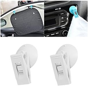 2Pcs Suction Cup Card Bill Clip, Car Sun Shade Window Reusable Strong Metal Ticket Paper Towel Clamp, Vehicle Multiple Purpose Decoration Pendants for Advertising Business Folder Holder (White)