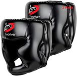 Boxing Headgear 2 Pack, One Size Fits All Ages MMA Headgear, Closed Type Boxing Helmet, Sparring MMA Muay Thai Kick Brace (Black-Black)