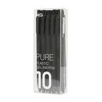 Lanxivi 10 Pcs Kaco Pure Black Retractable Gel Ink Pens,0.5Mm Extra Fine Point,Black Ink