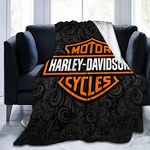 Harley Davidson Super Soft and Stylish Blanket Flannel All-Season Living Room, Bedroom Warm Throws, Used for Bed, Sofa, Travel, Camping (80"x60")