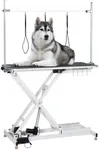 Electric Lift Dog Grooming Table, Heavy Duty Electric Grooming Arm Table for Pets & Large Dogs Adjustable Height: 9.4"-39.4" Non-slip Desktop with Gantry Crane Set, Fixture *4 Noose*2 (White)