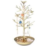 TRIXES Gold Style Jewellery Tree Stand – Vintage Birds – Hang your Jewellery – Hanging Organiser Rack Tower – Display Stand