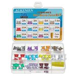 AUKENIEN Low Profile Mini Fuses Kit Automotive Auto Car Micro Blade Fuse 2A 3A 5A 7.5A 10A 15A 20A 25A 30A 35A 40A ATM Replacement Fuse for Vehicle RV SUV Motorcycle Truck Motor Boat