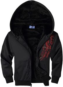 JACKETOWN Kids Fleece Jacket 3D Printed Star Hooded Sweatshirt Full Zipp Up Boys Sherpa Lined Winter Coat 6-15 Years