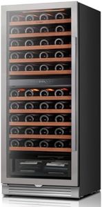 Ca'Lefort 90 Bottle Wine Fridge - 24 Inch 40-65°F Dual Zone Wine Cooler with Glass Door, Energy Star Certified, Adjustable Shelves & 3 LED Light, Built-in or Freestanding for Home/Bar/Kitchen