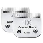 Audoc 2 Replacement Blades for Dogs 10 Blades Compatible with Clippers for Andis/Wahl/Oster Dogs, Removable Ceramic Blade and Stainless Steel Blade, Size 10, Longi