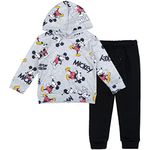 Disney Mickey Mouse Toddler Boys Fleece Pullover Hoodie and Pants Outfit Set Black/Gray 3T