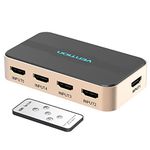 Vention HDMI Switch 5 in 1 Out 4K@30Hz HDMI Switcher Selector with IR Remote HDMI Splitter 5x1 Ports Support 4K HD 3D 1080P Compatible with PS3/4/5 Xbox Switch 360 Sky Box DVD TV Projector etc