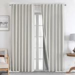 Joydeco Linen Curtains 84 inch Length 2 Panels Set Burg 100% Blackout Long Drapes for Bedroom Living Room Black Out Darkening Curtain Thermal Insulated Back tab Rod Pocket(52x84 inch,Greyish White)