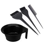 Ghelonadi Hair Dye Brush and Bowl Hair Coloring Dye Tool Set of 4 for Home Salon Facial Cream and Bleach Mixing Bowl Black_Color