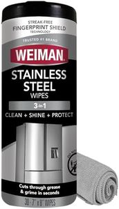 Weiman Stainless Steel Cleaner & Polish Kit, 1 Wipes & Cloth, Anti-Fingerprint, Removes Grease, Water Spots, Streaks & Residue, Polishing Cleaner Safe for Appliances, Chrome, Sinks & Grill Exteriors