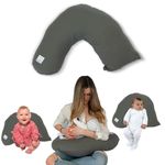 True Two x L'Ovedbaby Organic Nursing Pillow for Baby (Grey)- Breastfeeding Pillow, Nursing Pillow for Baby- Easy to Clean, Eco-Friendly and Machine Washable.