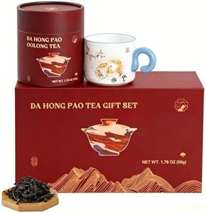 Chayan Da Hong Pao Oolong Tea Gift Set – Classic Chinese Tea Gift Set, Loose Leaf Oolong Tea Sampler Gift Set Box with 50g Da Hong Pao Oolong + Two Ceramic Cups, Tea Set Gift for Tea Lovers,Random cup designs