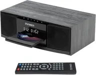 Vintage Bluetooth Stereo System for Home, THINKYA 30W RMS Micro HiFi Systems CD Player Dual 3” Bass with Bluetooth Audio Streaming, FM Radio, USB Port, Aux-in, Earphone Port, Remote Control Black