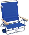 Rio Brands 5 Position Classic Lay Flat Beach Chair with Backpack Straps, Blue, 8.5"