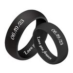 3UMeter 2Pcs Personalized Silicone Rings for Couples Custom Breathable Rubber Wedding Bands Men Women Engrave Silicone Wedding Bands for Him and Her Birthday Christmas Gift for Husband Wife, Silicone,