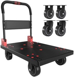 WUD Heavy-Duty Folding Platform Cart – Reinforced 35.4″ × 23.6″, 1323 lb Capacity, 360° Swivel Wheels, Black