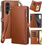 XcaseBar for Samsung Galaxy S23 FE Wallet case with Zipper Credit Card Holder RFID Blocking, Flip Folio Book PU Leather Phone case Shockproof Cover Women Men for Samsung S23FE case Light Brown