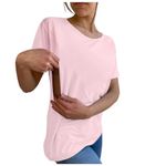 Women's Maternity Clothes Tops Side Open Pregnancy T Shirt Comfort Colors Short Sleeve Breastfeeding Shirts Nursing Top Friendly Zip Tshirt Mama's Boobery Always On Tap Tops Pink 01 M