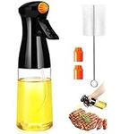 Oil Sprayer for Cooking, 210ml Olive Oil Sprayer Bottle with Brush and Rotatable 2 Nozzles, Food Grade Oil Mister Oil Dispensing Spritzer for Air Fryer, BBQ, Baking, Salad - Black