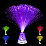 Playlearn Fibre Optic Colour Changing Lamp, Crystal Filled Base - 4 Colours Battery Operated, For Kids, Adults - 13 Inch Mood Novelty Lamp Bedroom or Table Decoration