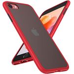 TORRAS Military Shockproof iPhone SE 2020 Case [Super Military Protection] Extremely Shockproof But Thin [Deluxe Translucent] Matte Hard Back iPhone SE 2020/2022 Phone Case Cover-Red