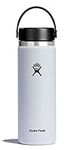 HYDRO FLASK - Water Bottle 591 ml (20 oz) - Vacuum Insulated Stainless Steel Water Bottle with Leak Proof Flex Cap and Powder Coat - BPA-Free - Wide Mouth - White