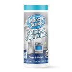 MiracleWipes for Stainless Steel Cleaning - Kitchen Appliances, Oven, Grill, Refrigerator, Dishwasher, Microwave, Sink, Hood - Removes Fingerprints and Smudges - Cleaning Supplies - (30 Count)