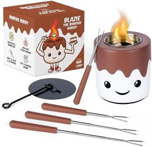 The S'mores Company - Smores Tabletop Fire Pit & 4 Extendable Roasting Sticks - Indoor Table Top Firepit, Concrete Portable Mini Fire Pit Bowl Fireplace, Indoor Smores Maker, Smokeless Fire Pit