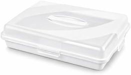 Best House | Plastic Cake Storage Box | WHITE | 1 Pc | BPA Free | Cake and Pastry Carrier With Handle | Rectangular Lockable Food Container - L 46cm x W 32cm x H 9.7cm, Pack of 1