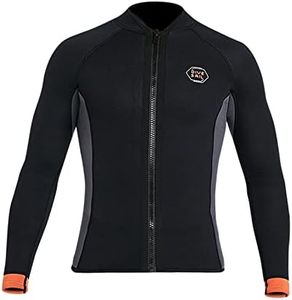 Heavyoff 3mm Wetsuits Men Long Sleeve Jacket Front Zipper Diving Skin Suit Top for Scuba Snorkeling Surfing Swimming