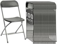 susici 100 Pack Plastic Folding Chairs, Portable Party Chairs, Stackable Commercial Seats with Steel Frame for Home Office Wedding Party Indoor Outdoor Events Chairs, 350lbs Capacity,Gray