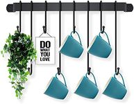 ELEGANT HOME DECOR Wrought Iron Wall Mounted Coffee Mug Holder|Coffee Cup Rack With 8 Hanging Hooks For Kitchen Organizer And Storage, Mug And Cup Display Hanger (Black)