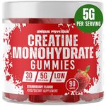 Unique Physique - Creatine Monohydrate Gummies - 5g / 5000mg Per Serving - 1 Month Supply - Supports Muscle Growth - Strawberry Flavour - Vegan & Low Sugar - for Men & Women