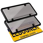 eletecpro Tinted Car License Plates Shields Frames Combo 2 Packs Clear Smoked Plate Cover Bubble Shields with Frames Fits Any Standard US Plate Screw Caps Included