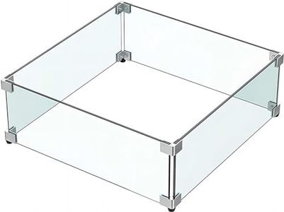 MESIDA 38 x 38 x 15 cm Fire Pit Glass Wind Guard, Tempered Glass Firepit Table Shield, Thick and Sturdy, with Hard Aluminum Corner Bracket