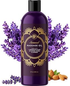 Aromatherapy Sensual Massage Oil for Couples - Aromatic Lavender Massage Oil Enhanced with High Absorption Sweet Almond Oil Jojoba Vitamin E and Relaxing Lavender Essential Oil - Full Body Massage Oil