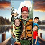 AIBIIN Fisherman Photo Door Banner Gone Fishing Party Decorations Fishing Game Photo Booth Props Fisher Fishing Birthday Baby Shower Party Game Decorations Favors Supply Banner 35x71inch