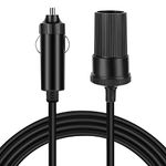 TNP Car Cigarette Lighter Extension Cord 10ft - Black 24v / 12v Extension Cord with Cigarette Lighter Plug - Male to Female Cigarette Lighter Extender Cable for Tire Inflators, Vacuum, Refrigerator