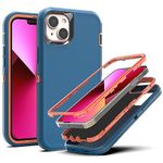 YmhxcY for iPhone 13 Case iPhone 14 Case Shockproof Dropproof Dust-Proof Drop Proof 3-Layer Durable Phone Case Heavy Duty Protection Phone Case Cover for iPhone 13/14 6.1"-Blue/Orange