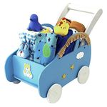 Little Surprise Box 12-Piece Wooden Pram Hamper for Newborn Baby Boy | Gift Set for Baby Boy | Newborn Baby Clothes & Products All