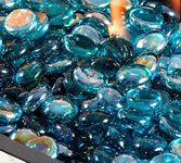 ZEINOO Caribbean Blue Glass Gems Stones/Pebbles for Home & Garden Décor, Aquarium Décor, Vase Filler, Marble & Gravel Planted Substrate (Caribbean Blue, 450 gm) (Caribbean Blue)