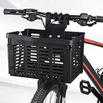 Kisbeibi Bicycle Front Basket, Foldable Bicycle Front Rear Basket, PP Foldable Frame Basket Detchable Front Handle Storage Holder Multi-Purpose Cargo Rack Bike Accessory for Picnic Camping Outdoor