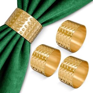 20 Pcs Hammered Gold Napkin Rings for Weddings & Mothers Day Elegant Table Decor - Metal Napkin Rings Set, Banquets & Holiday Tables, Durable, Reusable, Scratch Resistant Finish