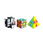 Cubelelo Drift Gear, Mirror (Silver) & Pyraminx Combo Stickerless | Unique Speedcube Set for Kids & Adults | Smooth & Durable Puzzles | Challenging Gift for Cubers