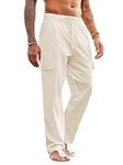 Runcati Mens Linen Cotton Pants Lig