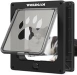 Wordcam X-Large Cat Door, Strong Cat Door for Interior Exterior Doors, 4 Way Locking Pet Door for Cats Up to 25lbs, Cat Flap for Kitten Doggies, Easy Installation, Weatherproof (Black)