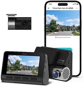 70mai True 4K Dash Cam A800S with Sony IMX415, Front and Rear, Built in GPS, Super Night Vision, 3'' IPS LCD, Parking Mode, ADAS, Loop Recording, iOS/Android App Control