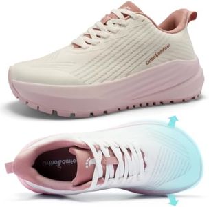 Women's Wide Arch Support Breathable Athletic Shoes, Orthopedic Plantar Fasciitis Flat Feet Sneakers, Non Slip Comfortable Lightweight Diabetic Casual Outdoor Walking Shoes, Pink White Size 7.5